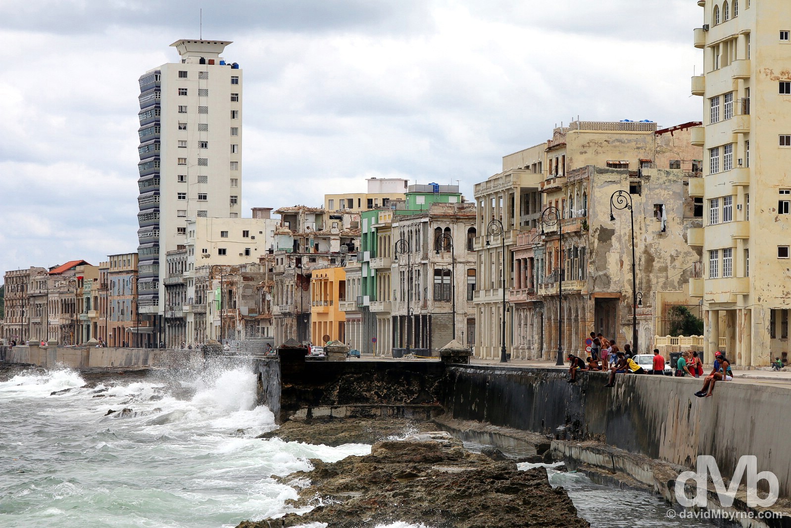 The wave-bashed Malecon in Havana, Cuba. May 1, 2015.