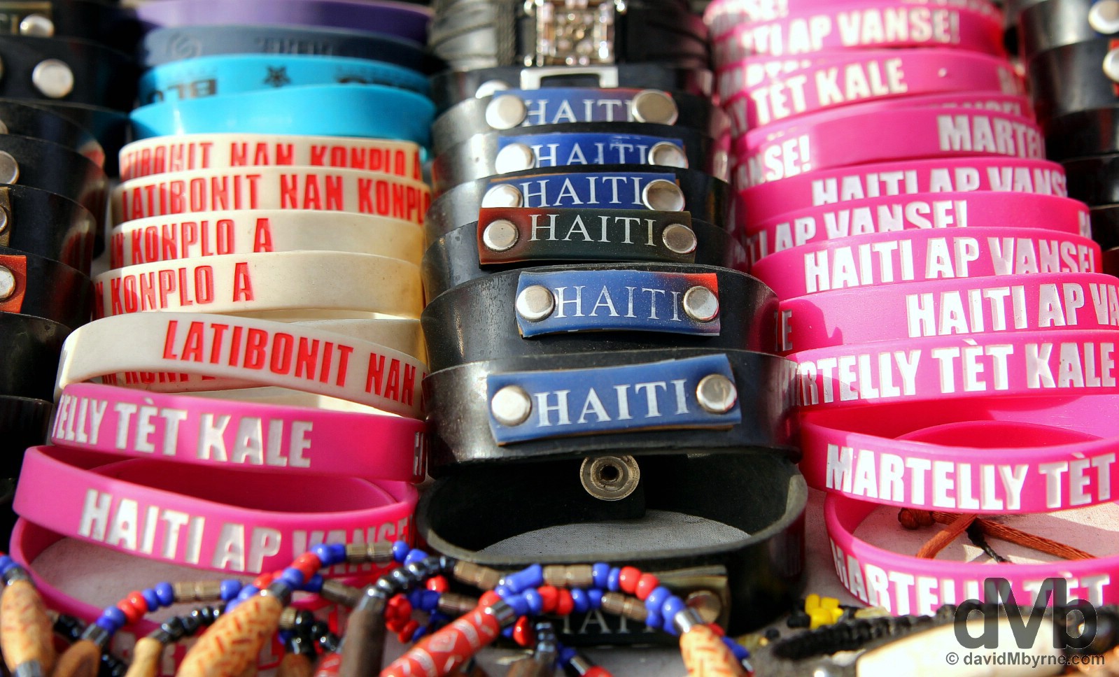 Bracelets for sale on the streets of Port-Au-Prince, Haiti. May 17, 2015.