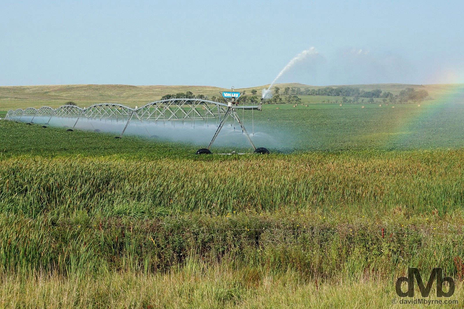 Irrigation outside Cannon Ball, Sioux County, North Dakota, USA. September 1, 2016.
