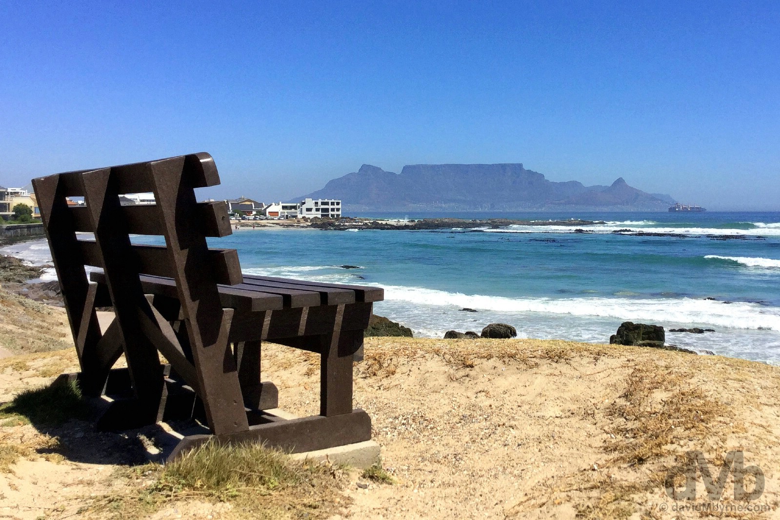 Cape Town & Table Mountain as seen from across Table Bay in Bloubergstrand. Western Cape, South Africa. February 15, 2017.