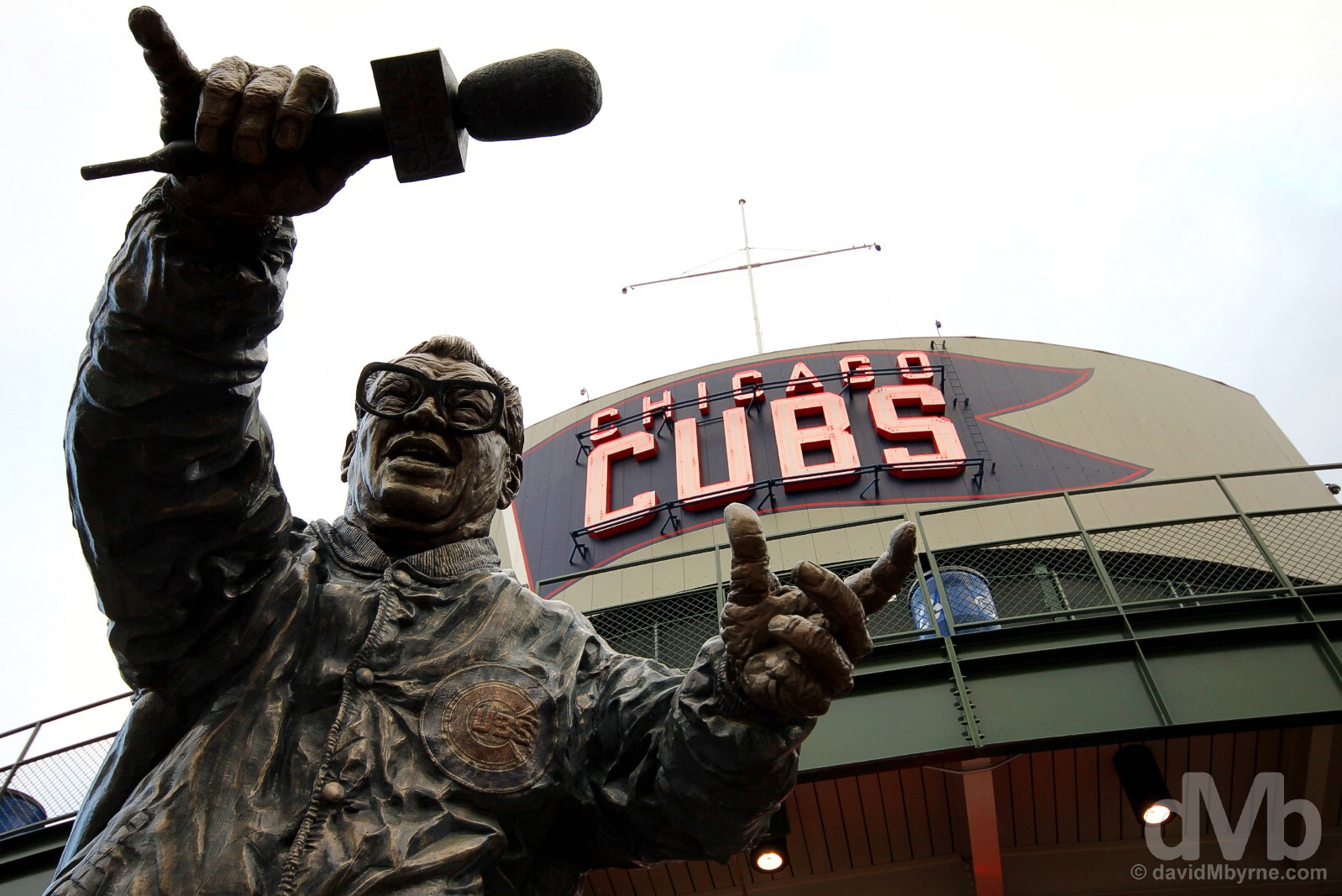 The Harry Caray statue outside Wrigley Field, Wrigleyville, Chicago, Illinois, USA. September 29, 2016.