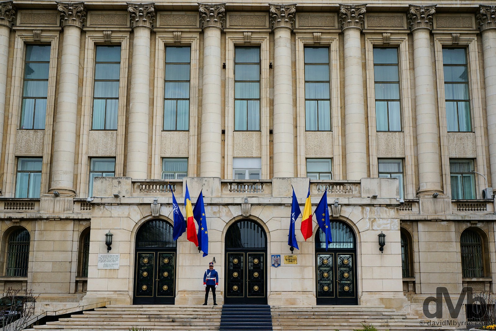 Outside the Former Central Committee Of The Communist Party Building off Piata Revolutiei (Revolution Square), Bucharest, Romania. April 1, 2015.