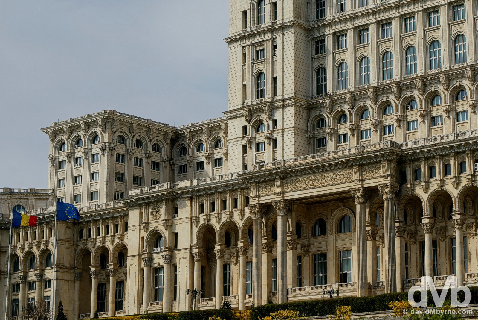 Palace of Parliament, the world's second-largest building. Bucharest, Romania. April 1, 2015.