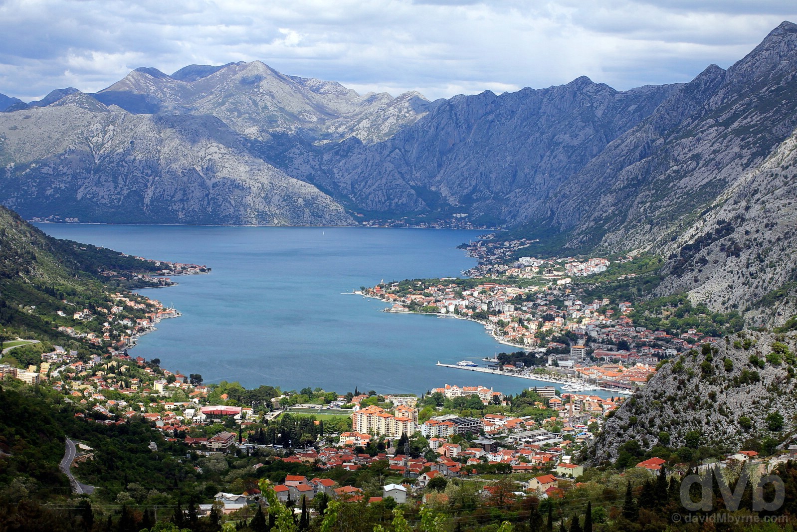 Kotor & the Bay of Kotor as seen from the road to Lovcen National Park, Montenegro. April 20, 2017. 