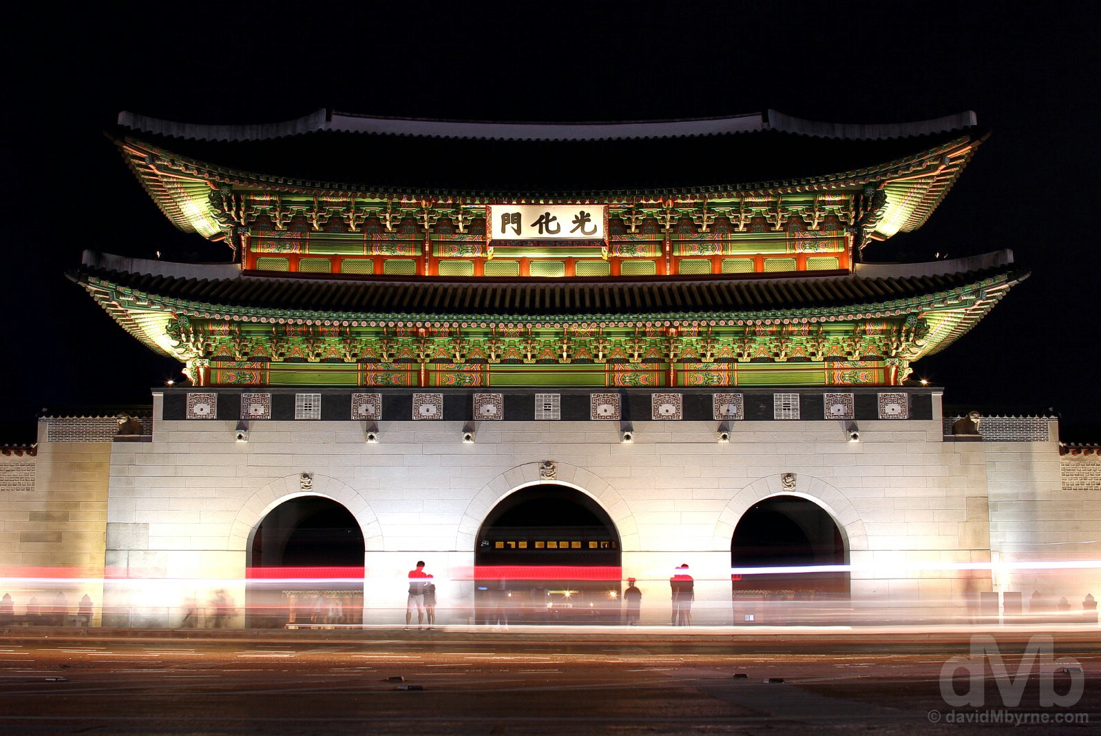 Gwanghwamun Gate, the restored main gate of Gyeongbokgung Palace in Seoul, South Korea. July 26, 2017.